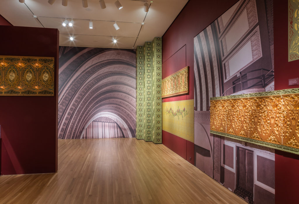 view of reproduced architectural ornamentation displayed in gallery