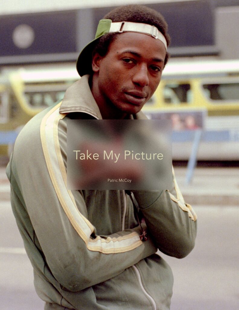 cover of book, Take My Picture, image is of a young black man wearing a cream and green zip-up and visor worn backwards
